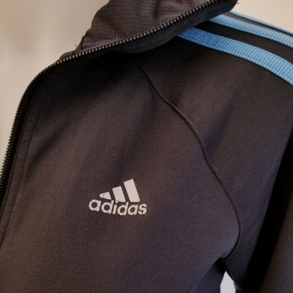 ADIDAS Jersey Track Jacket, Charcoal/Blue, S - Picture 4 of 5